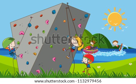 Children doing extreme sports illustration