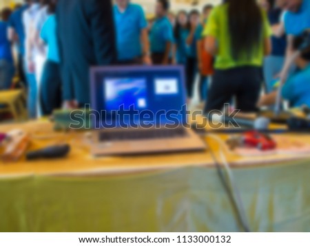 Meetings and activities, walk rally, recreation activities, walk rally activities to create relationships. To the staff in the agency.Optimize performance. Abstract image blur.