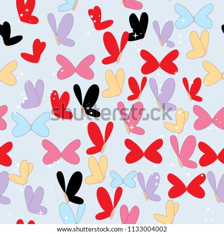 Cute pastel colorful butterfly seamless pattern,illustration vector by freehand doodle comic art