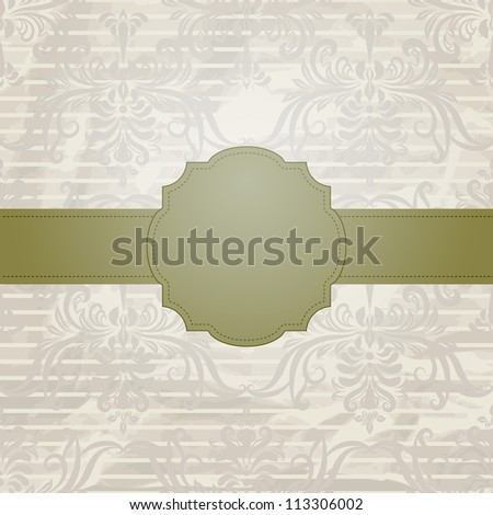 vector vintage wallpaper pattern on crumpled paper texture with lines and vintage frame for your text, fully editable eps 10 file with clipping mask and seamless pattern in swatch menu