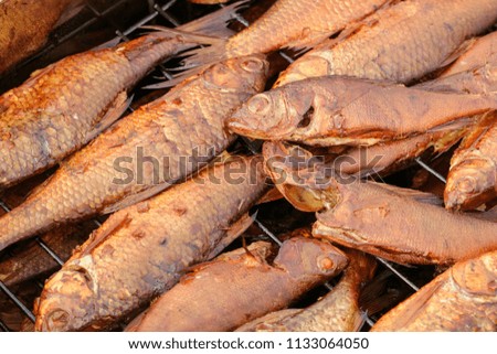 the river fish are home-smoked photographed in close-up