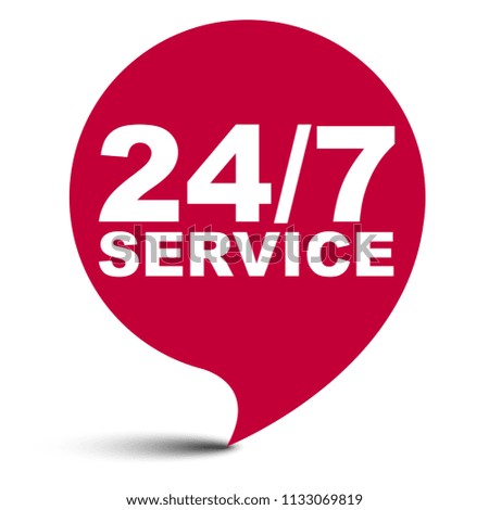 red vector bubble banner 24/7 service