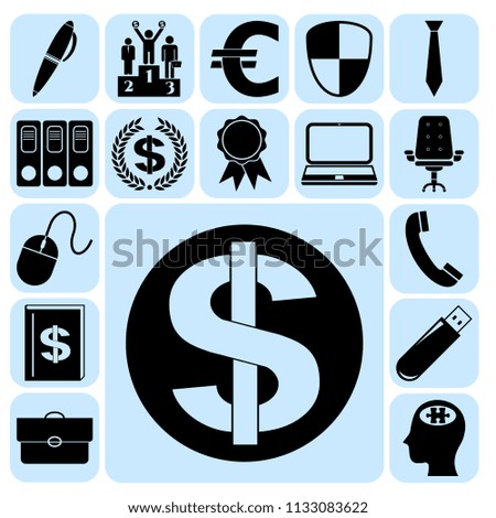 Set of 17 business icons, pictograms, symbols. Collection. Detailed design. Vector Illustration.
