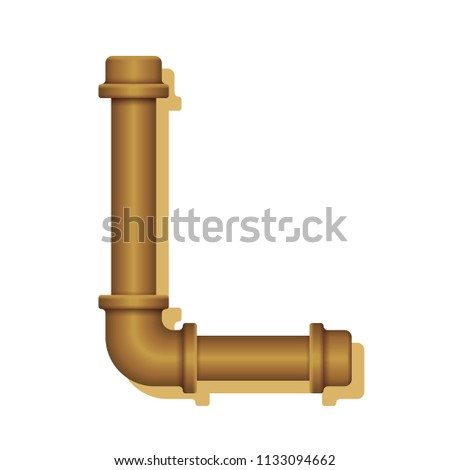 Letter L stylized as a pipes. Loft, steam punk style. Vector font.