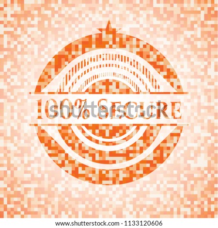 100% Secure abstract orange mosaic emblem