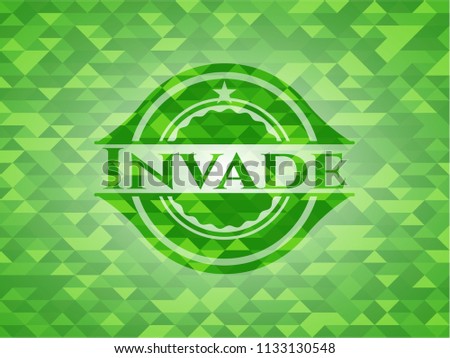 Invade realistic green mosaic emblem