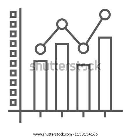 Bar Graph thin line icon, growth and chart, histogram sign, vector graphics, a linear pattern on a white background, eps 10.