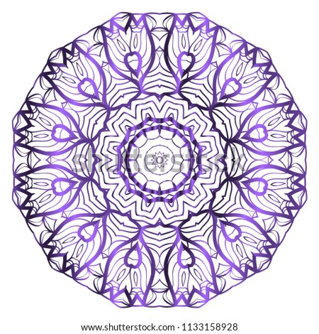Mandala Style Vector Color Shapes. Beautiful Abstract design. Fantastic decoration for fashion, holiday card, relax illustration