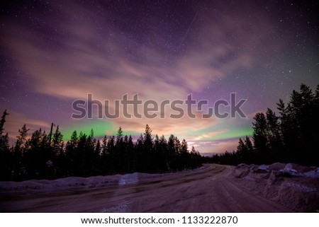 Aurora light in Murmansk, Northern Russia Mar 2018.