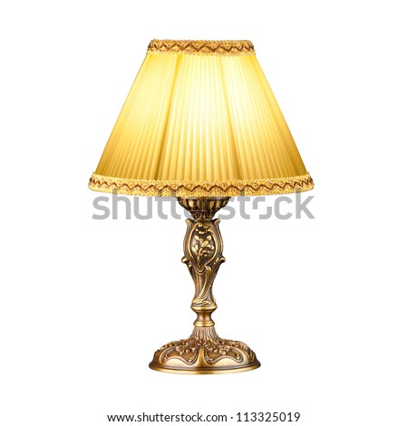 Vintage table lamp isolated on white with clipping path Royalty-Free Stock Photo #113325019