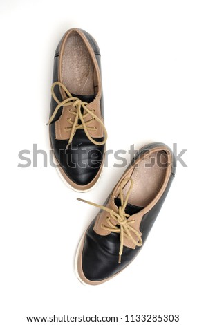 female classical shoes with laces isolated on white