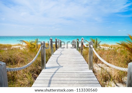 Beautiful beach at Caribbean Providenciales island in Turks and Caicos Royalty-Free Stock Photo #113330560
