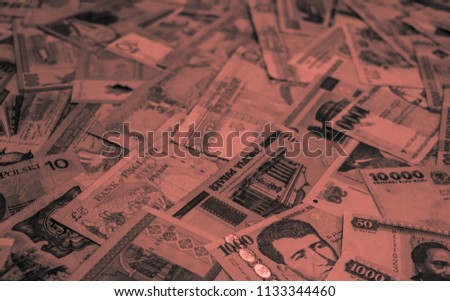 Money of different countries. Coins and banknotes. Currencies
