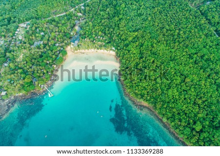 Aerial view of beautiful tropical seascape tranquil beach summer vacation