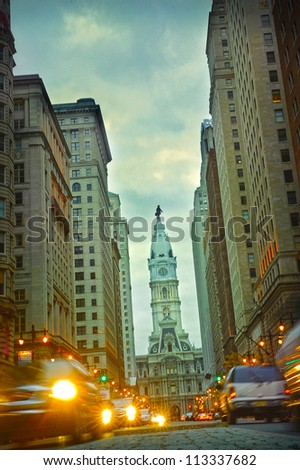 Broad street Philadelphia at night