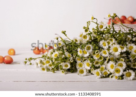 A bouquet of chamomiles on the table