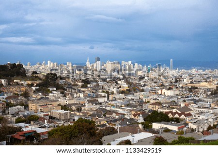 Castro Neighborhood with downtown skyline, San Francisco, California, USA