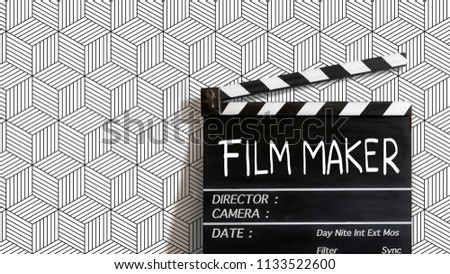 Film maker text title on film slate 