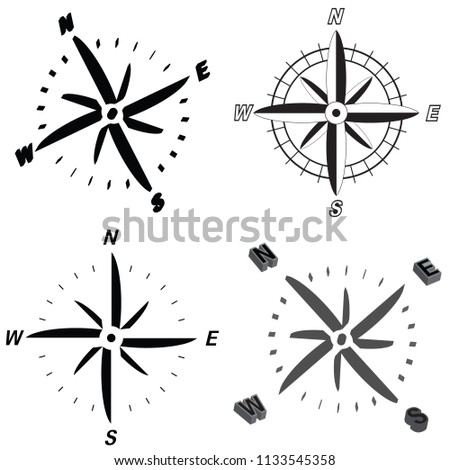 Vector set of wind rose icons