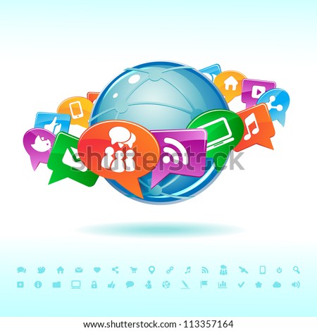 Social background network of the icons vector