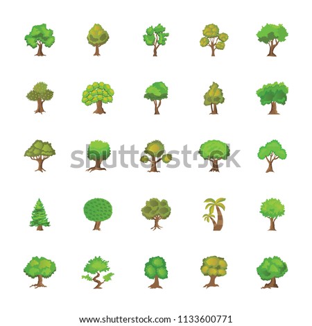 
Set of Trees Flat Vector Icons 
