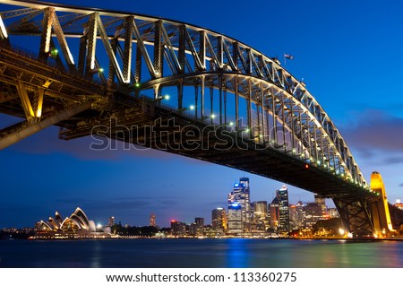 This image shows the Sydney Skyline as seen from Milsons Point, Australia Royalty-Free Stock Photo #113360275
