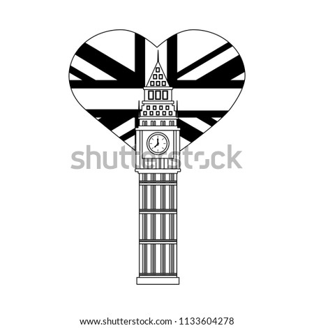 london big ben and heart with british flag