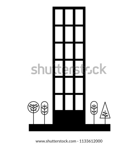 building structure with trees plants isolated icon