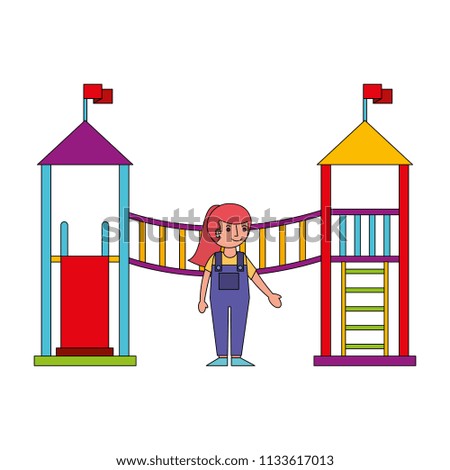 little girl in amusement park isolated icon