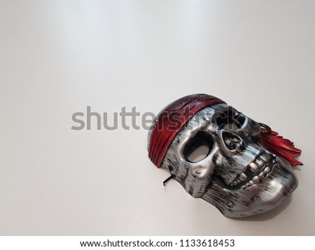 Pirates Skull Mask for halloween close upon the white background