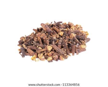 Pile of spice clove isolated on white background