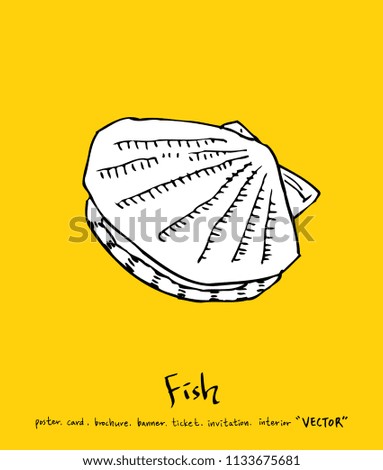 Hand drawn food ingredients - sea food menu illustrations - vector
