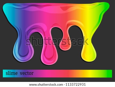 Cartoon spectral rainbow, mucus, paint, slime, jam, snivels, chewing gum. Colorful hand drawn vector stock illustration.