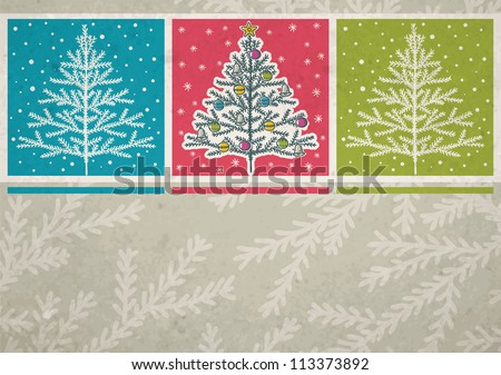 christmas trees  on color background, vector illustration