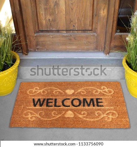 Welcome door Mat Isolated on a White Background Placed outside door