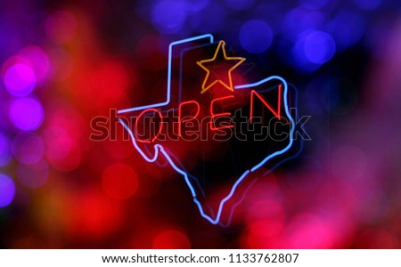 Neon Open Sign With State Of Texas and Beokeh