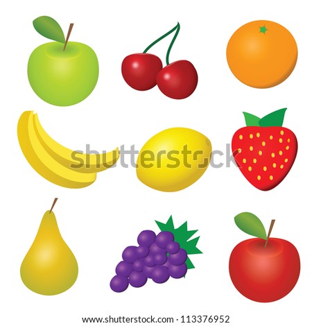 Vector illustration of 9 fruits and berries