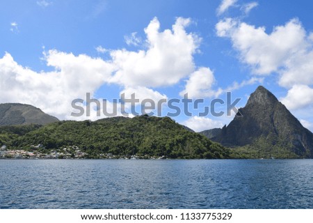 Scenic view of the Piton mountain range in Saint Lucia
