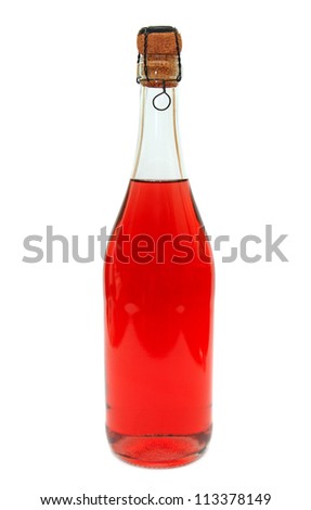 Beautifully bottle of pink champagne on a white background