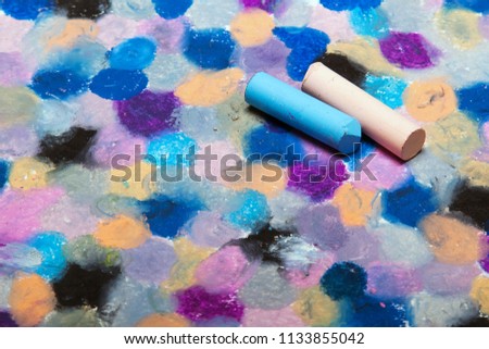Photo of hand drawing. Colorful texture for background. Oil pastels drawing