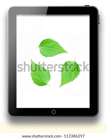Tablet nature background green leaf for design