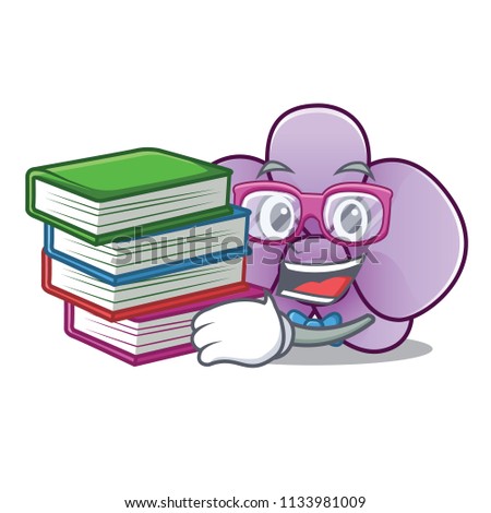 Student with book orchid flower mascot cartoon