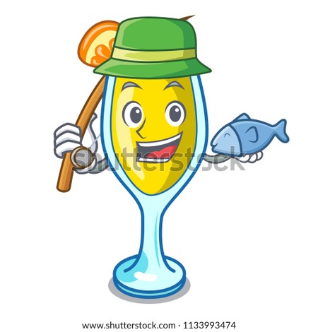 Fishing mimosa mascot cartoon style