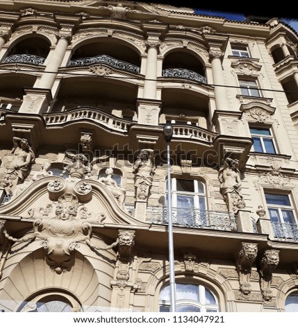 Beautiful building facade in Prague, Czech Republic