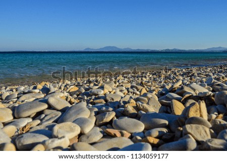 White stone beach in Corfu Greece