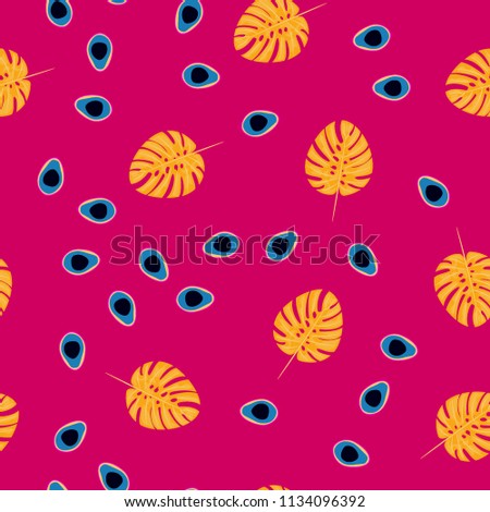 Tropical seamless pattern with avocado and leaves. Pattern for kitchen, covers and fabric.
