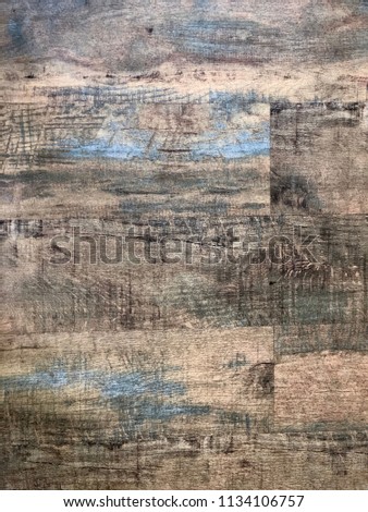 Vintage faded wood with blue accent