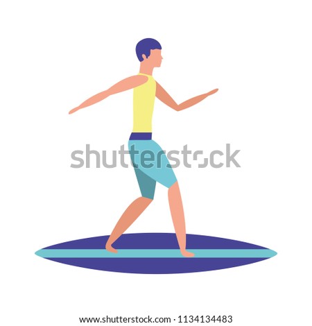 man practicing surf on board character