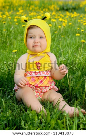Portrait of a nice baby in cap