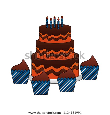 birthday cake and cupcakes candles decoration